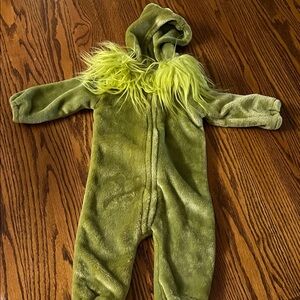 Grinch Hooded Baby One-Piece with Fur Trim